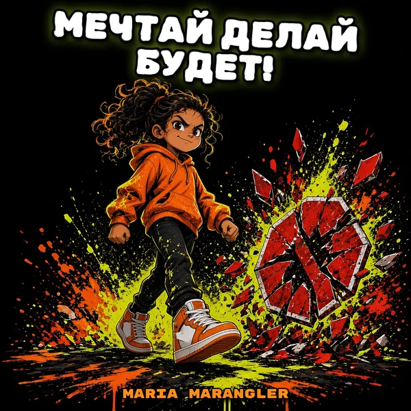 Обложка «Мечтай Делай Будет!»: девочка в оранжевой толстовке шагает вперёд